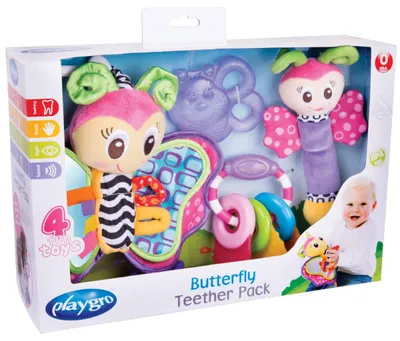 Produktbild von Playgro Spielund Beißring-Geschenkset Schmetterling (4-tlg.)