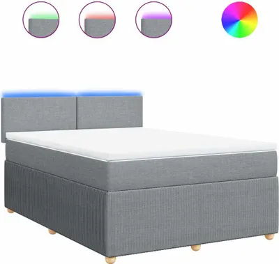 Productafbeelding van vidaXL Boxspringbed met matras, lichtgrijs, 140x200 cm, gestoffeerd