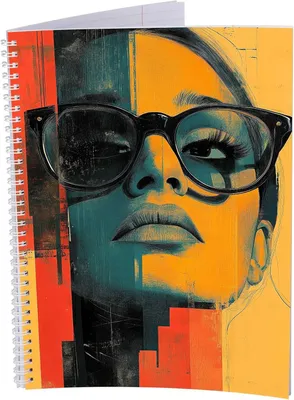 Produktbild von Collegeblock – 5 Stück – Frau mit Brille - A4 – kariert - 80 Blatt – 80g Volumenpapier – gelocht – Spiralbindung weiß – Korrekturrand – Studentenblock