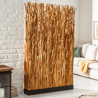 Produktbild von riess-ambiente Stehlampe NATURAL PARAVENT 180cm Longan-Holz Raumtrenner Stehleuchte Stehlampe Lampe Leuchte