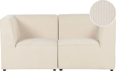Produktbild von BELIANI Sofa Hellbeige Stoffbezug aus Cord mit Armlehnen 2-Sitzer Modulsofa Wohnzimmermöbel Modern Wohnecke Sitzecke