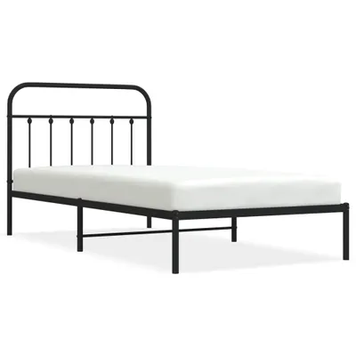 Image de vidaXL Cadre de lit avec tête de lit en métal noir 100x200 cm