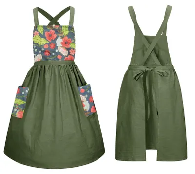 Productafbeelding van Vintage Katoenen Keuken Schort met Pockets