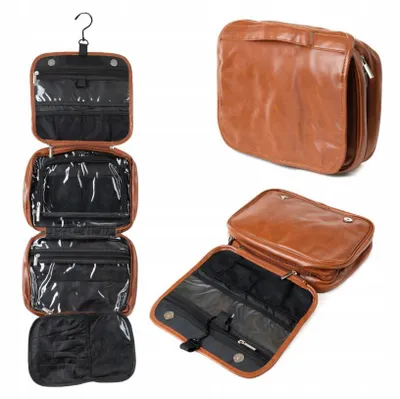 Produktbild von Leder-Kosmetiktasche – eine elegante Tasche für Kosmetikartikel und Accessoires