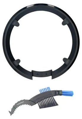Productafbeelding van Shimano kettingbeschermingsring voor FC-MT100, 40 tanden (40T), zwart, kunststof, inclusief maxxi4you kettingborstel, zonder schroeven