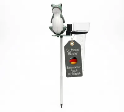 Produktbild von Regenmesser Frosch mit Metall Erdspieß 55 cm Inkl. 2 Messgläser