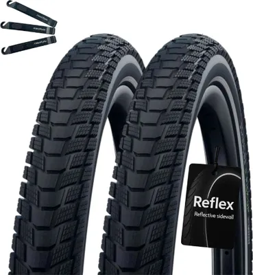 Produktbild von Schwalbe Pick Up 2 x Performance E-50 Fahrradreifen Super Defense Schwarz/Reflex 55-507 (24 x 2.15") inkl. maxxi4you Reifenheber