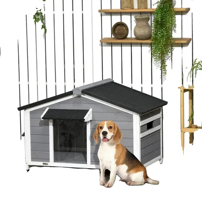 Immagine prodotto di Cuccia per cani, in legno massello, lunghezza 109 cm, larghezza 79 cm, altezza 72 cm, adatta a cani di taglia grande fino a 20 kg