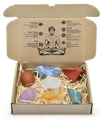 Produktbild von Aromantra - Chakra Edelsteine Geschenkset 7 Stück - Bergkristall, Amethyst, Citrin & Mehr - Für Meditation, Reiki & Harmonie