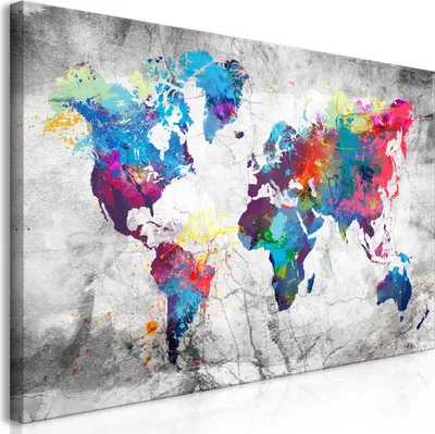 Produktbild von Wandbild Mega XXXL Weltkarte 250x125 cm Einteiliger XXL-Format Kunstdruck zur Selbstmontage Leinwandbilder moderne Bilder DIY Wanddekoration Wohnung Deko bunt k-A-0179-ak-h