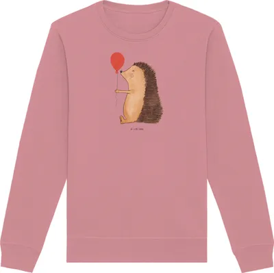 Produktbild von Mr. & Mrs. Panda Baumwoll Sweatshirt Igel Luftballon Größe XXL - Canyon Pink - Geschenk, Bio-Pullover, Glückwunsch, Pulli, Geburtstag, Lustige Sprüche, Happy Birthday