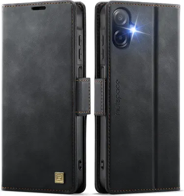 Image de Étui en cuir pour Samsung Galaxy A07 5G/4G, protection RFID, fermeture magnétique, compartiments pour cartes et support Noir