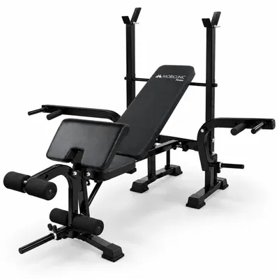 Imagen del producto de Banco de entrenamiento multifuncional Mobiclinic. Banco de pesas ajustable, sistema Pressfit, plegable, de acero, con capacidad de carga de hasta 250 kg y soporte para barras
