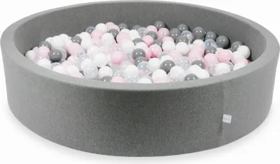Produktbild von Dry Grey Pool 130x30 mit 600 Bällen: transparent, weiß, grau, hellrosa