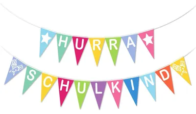 Produktbild von Einschulung Deko Wimpelkette Banner Hurra Schulkind