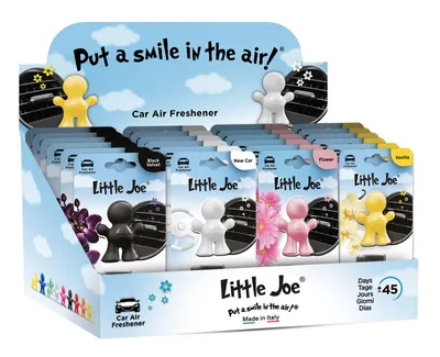 Produktbild von Little Joe Lufterfrischer Thekendisplay bestückt mit je 6x Vanille, NewCar, Black Velvet und Flower.= 24x 4,99 bis 5,99 ( 119,76 bis 143,76 )