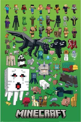Immagine prodotto di Minecraft - Poster, montaggio personaggi PM10656 (91,5 cm x 0,12 cm x 61 cm) (colorato)