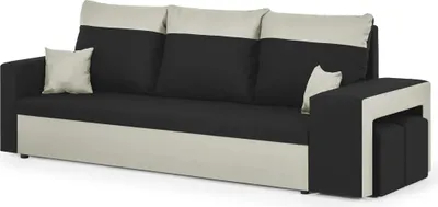 Produktbild von 3-Sitzer-Sofa mit Schlaffunktion DAKOTA2 - Schwarz/Creme