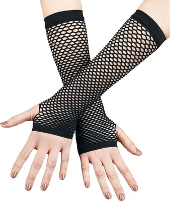 Produktbild von Gothicana by EMP Damen schwarze Netzhandschuhe fingerlos mit Daumenloch - sehr elastisch Standard