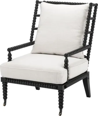 Produktbild von Casa Padrino Luxus Mahagoniholz Sessel Schwarz / Weiß 72 x 95 x H. 108,5 cm - Hotel Möbel
