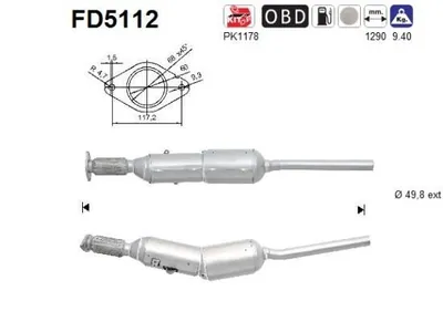 Produktbild von AS FD5112 Dieselpartikelfilter Rußpartikelfilter DPF für RENAULT LAGUNA III Grandtour (KT0/1) Abgasanlage Diesel