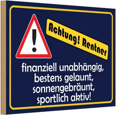 Produktbild von vianmo Holzschild 20x30 cm Achtung Rentner Warnschild Hinweisschild