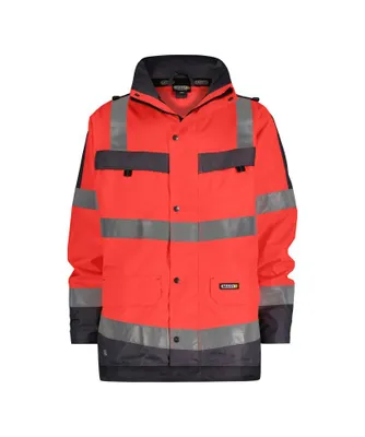 Produktbild von DASSY® Atlantis Warnschutz Regen-Parka NEONROT/ZEMENTGRAU Gr.2XL Länge: STANDARD