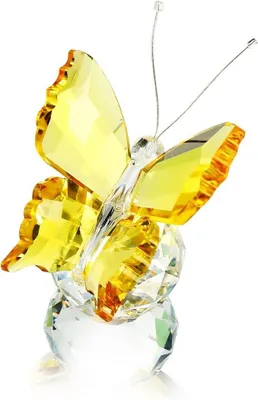 Productafbeelding van Kristallen Vliegende Vlinder met Glazen Voet - Decoratief Ornament voor Huis en Kantoor