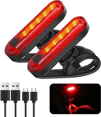 Immagine prodotto di Set da 2 luci posteriori a LED ricaricabili via USB ad alta potenza. Adatte per caschi da bicicletta, zaini e dispositivi di segnalazione di sicurezza. 4 modalità di illuminazione