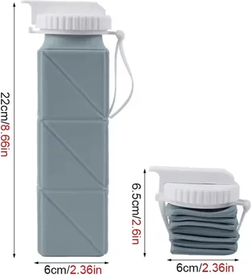 Produktbild von Faltbare Trinkflasche 620 ml, Silikonflasche mit Trinkhalm, BPA-frei, hitzebeständig, auslaufsicher, ultraleicht, ideal für Reisen, Sport und Outdoor