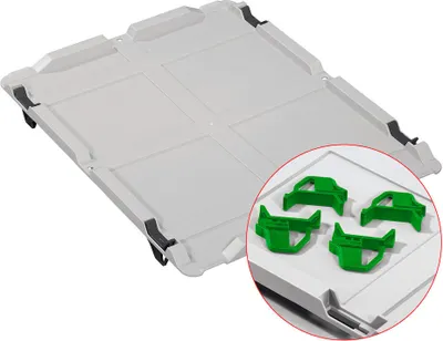Produktbild von SparSet 10x Auflagedeckel Set Eurobox NextGen mit 4 grünen Schiebeschnappverschlüssen | BxT 40x60 | Eurobehälter, Transportbox, Transportbehälter, Stapelbehälter