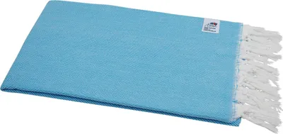 Produktbild von Hamamtuch Pestemal Saunatuch "Fisch" einfarbig türkis, weiße Fransen
