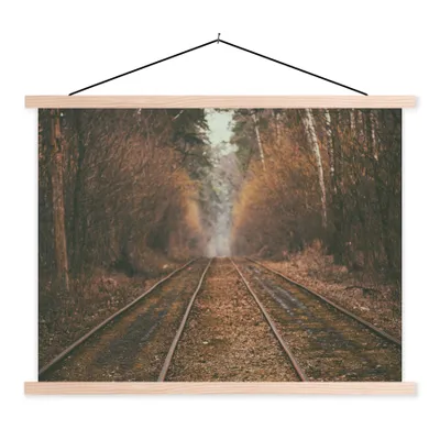 Produktbild von MuchoWow® Textilposter Bahnstrecke - Weg - Wald - Baum 40x30 cm mit holzfarbenen Rahmen - Bilder