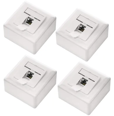 Obrázok produktu pre deleyCON CAT6a univerzálna sieťová zásuvka, 1x RJ45 port, tienená, 4 kusy, biela