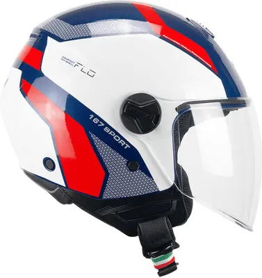 Zdjęcie produktu dla Kask Jet CGM 167D FLO Sport Niebieski Biały Czerwony Błyszczący Długi Daszek rozmiar XS