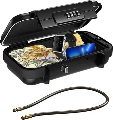 Image de Coffre-fort portable - Étanche et antivol - 1 pièce - Noir - Acier