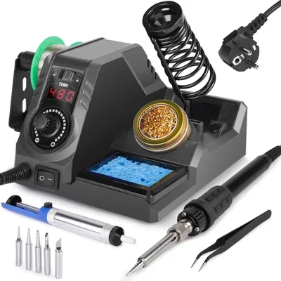 Image de Station à souder fer à souder - 130 W - Réglage de température 90 à 480 °C - Noir - Pour électronique et bricolage