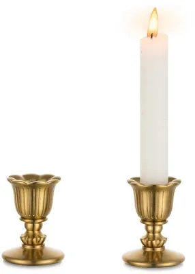 Produktbild von Famanu Vintage Kerzenhalter in Bronze – Set von 2 rustikalen goldenen Kerzenständern