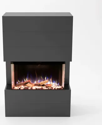 Produktbild von Glow Fire Elektrokamin 'Portia 3seitig  ' | LED Standkamin in grau mit Heizung (1500 W) | HxBxT: 140x100x45 cmcm