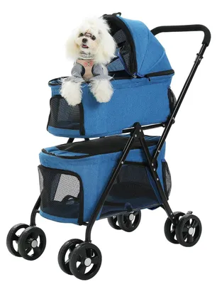 Immagine prodotto di Carrozzina per cani - Carrozzina pieghevole per cani - Passeggino - Passeggino doppio per animali domestici - Pieghevole