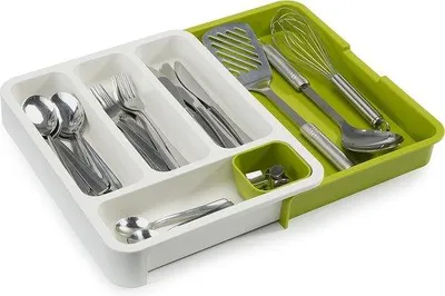 Immagine prodotto di Porta posate Famanu, espandibile - Bianco e verde