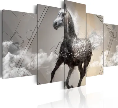 Produktbild von Modernes Wandbild 020116- 32 (100x50) - 5 Teilig Bilder Fotografie auf Vlies Leinwand Foto Bild Dekoration Wand Bilder Kunstdruck PferdAbstrakt