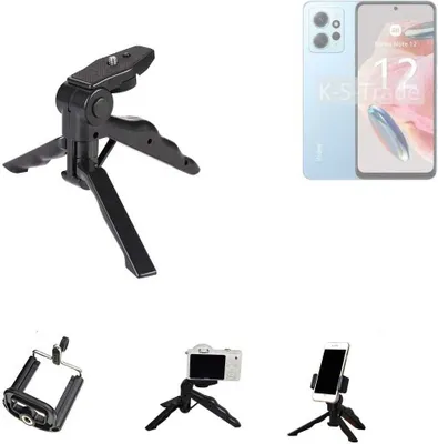 Produktbild von K-S-Trade Stativ Tisch-Ständer Dreibein Handy-Stativ Ständer kompatibel mit Xiaomi Redmi Note 12 Global Mini-Stativ Smartphone Tripod Handy-Stativ