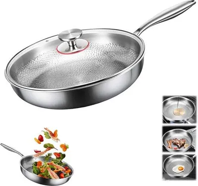Produktbild von Titanium-Kochtopf mit Deckel - 28 cm - handliches Design - krasbeständig, unbeschichtet - antiaanbakbeschichtung - Kochtopf aus Titan - silberfarben