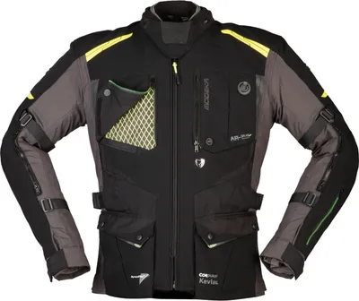 Produktbild von Modeka Talismen Motorrad Textiljacke, dunkelgrau/schwarz/neon-gelb, M
