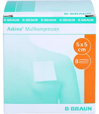 Obrázok produktu pre ASKINA MULLKOMPR 5X5CM STERILE, 50 ks kompresov