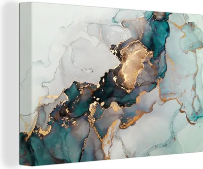 Obrázek produktu pro OneMillionCanvasses® - Obrazy na plátně - 140x90 cm, Modrá - Mramor - Zlatá, nástěnný tisk Nástěnná dekorace - Fotografie na plátně - Obraz na dřevěném rámu
