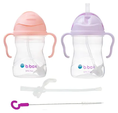 Produktbild von Trinkbecher Trinklernbecher Schnabelbecher - 240 ml - Auslaufsicher - 2er-Set - Rosa und Lila - Ab 6 Monaten