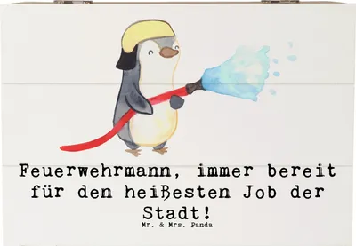 Produktbild von Mr. & Mrs. Panda Schatulle Feuerwehrmann Held 22 x 15 cm - Weiß - Geschenk, Geschenke für Berufstätige, Feuerwehr, fotobox, Berufsretter, Flammen, Berufe, Box, Kiste