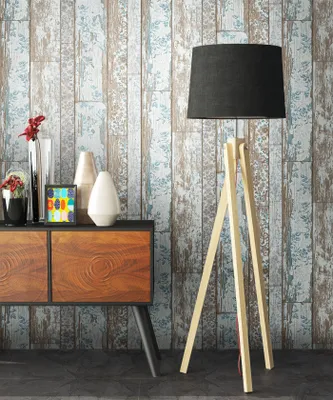 Produktbild von NEWROOM Tapete Beige Vliestapete Holzbalken - Holzwand Landhaus Grau Weiß Holz Streifen Naturholz Modern Holzpeneele